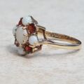 Opal and Garnet Cluster Ring in 9ct Yellow Gold, a UK J or a US 5.