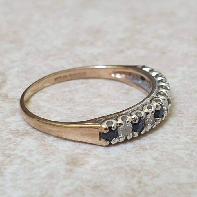 Spinel and Diamond Half Eternity Stacking Ring in 9ct Gold, a UK L or a US 6