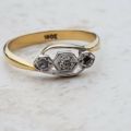 Art Deco Trilogy Diamond Ring in 18ct Gold & Platinum, a UK J 1/2 or a US 5 1/4.