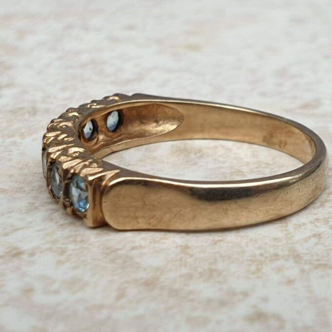 Blue Paste Half Eternity Stacking Band in 9ct Gold,  a UK M 1/2 or a US 6 3/4.