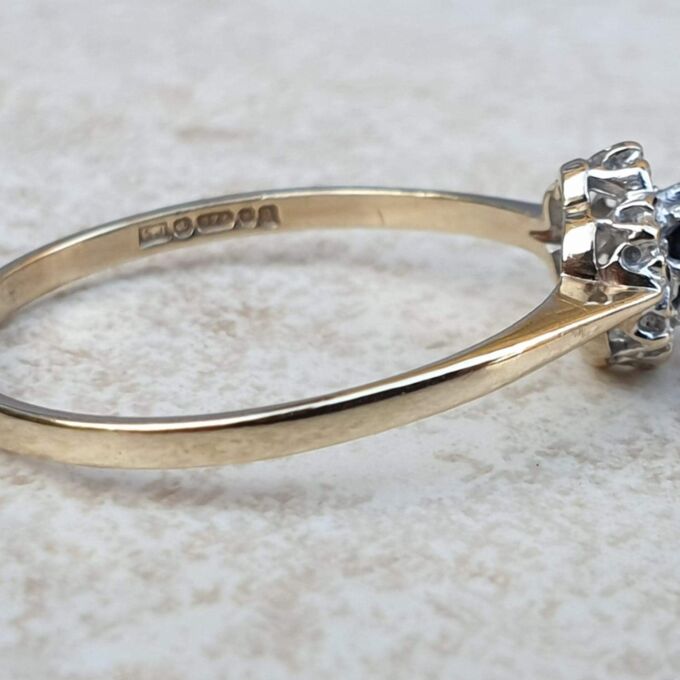 Sapphire and Diamond Ring in 9ct Gold,  a UK S or a US 91/2.