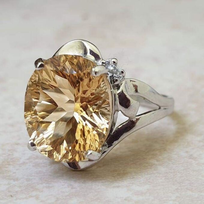 Big Fancy Citrine in 9ct White Gold.