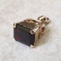 Engraved Garnet Fob in 9ct Gold