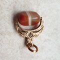 RESERVED – Banded Agate Spinner Fob in 9ct Gold