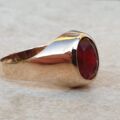 Red Paste Signet Ring in 9ct Gold,  a UK J or a US 5 1/4