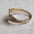 Ornate Part Engraved Heart Signet in 9ct Gold, a UK J or a US 5