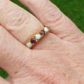 Opal and Garnet Ring in 9ct Gold, a UK J or a US 5