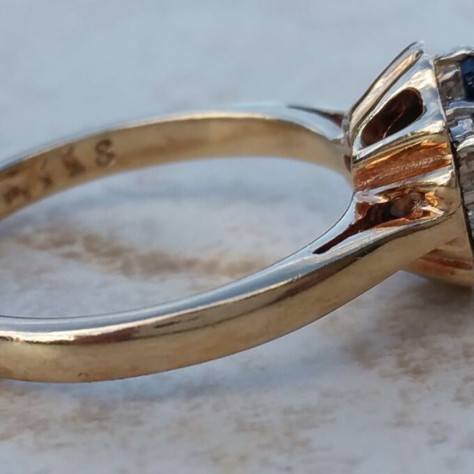 Flower Sapphire and Diamond Rose Ring in 9ct Gold, a UK J 1/2 or a US 5 1/4.