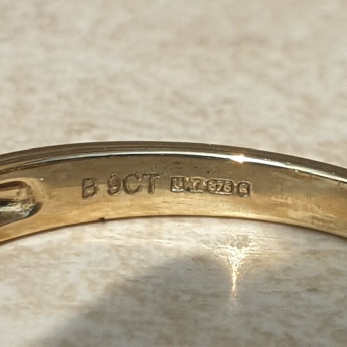 Channel Set Sapphire and Diamond Ring in 9ct Gold, a UK L 1/2 or a US 6 1/4