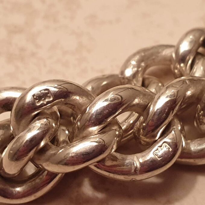 Antique Silver Curb Chain Link Ring, a UK N 1/2 or a US 7 1/4