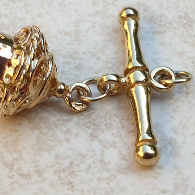 Albert or T Bar Fob Pendant with Garnet Chatm in 9ct Gold