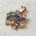 Multi Sapphire Cluster Pendant in 9ct Gold