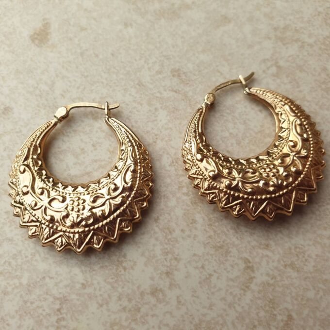 Gypsy Creole Hoop Earrings in 9ct Gold