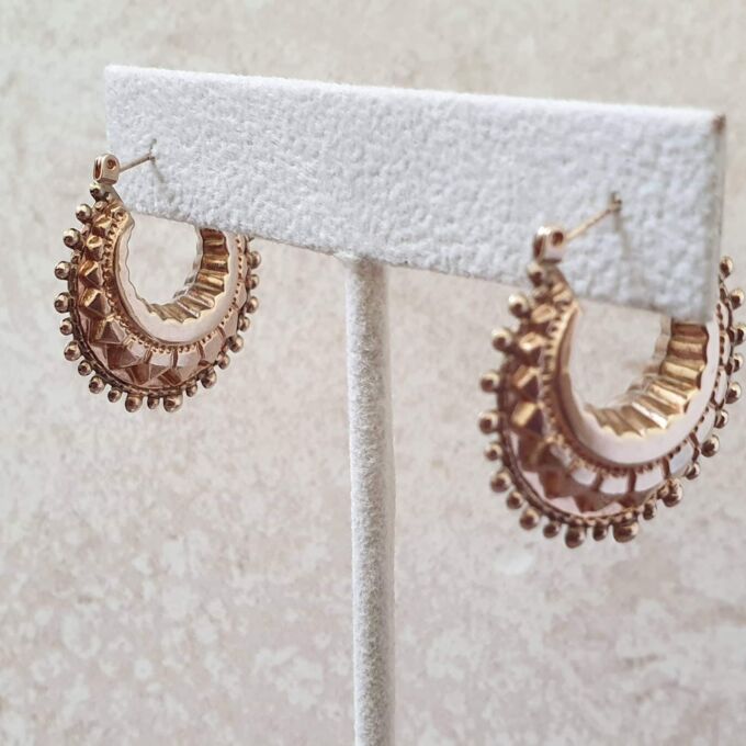 Fancy Ornate Creole Gypsy Earrings in 9ct Gold