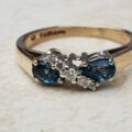 Sale – London Pear Blue Topaz & Diamond 9ct Gold Ring, a UK M 1/2 or a US 6 3/4.