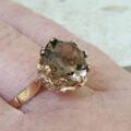 Fancy Set Solitaire Smoky Quartz Ring in 9ct Gold,  a UK P or a US 7 3/4.