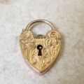 Ornate Heart Padlock Pendant in 9ct Gold