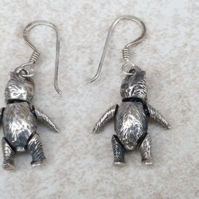 Sterling Silver Teddy Bear Earrings