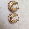 Fancy Ornate Creole Gypsy Earrings in 9ct Gold
