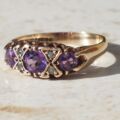 Pretty Amethyst Gypsy Ring in 9ct Gold, a UK M 1/2 or a US 6 3/4.