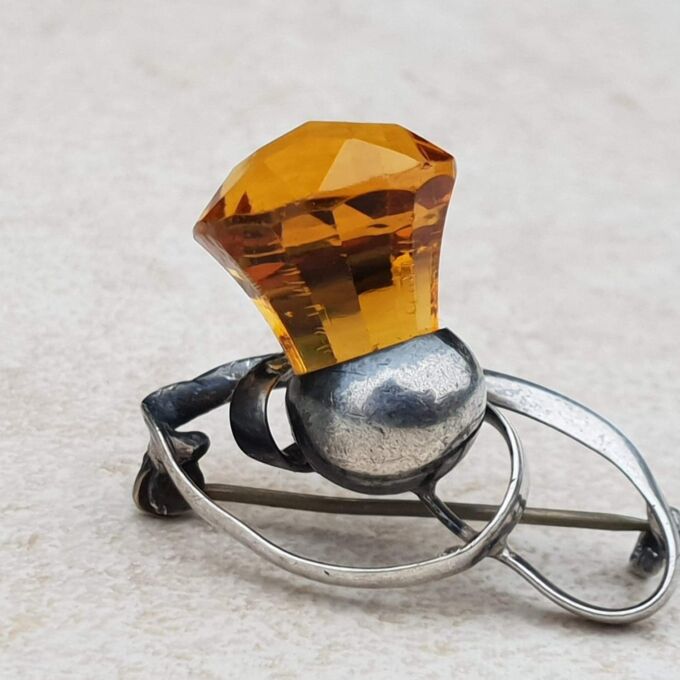 Art Nouveau Thistle Brooch in Sterling Silver