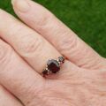 Garnet Trilogy Ring in 9ct Gold.