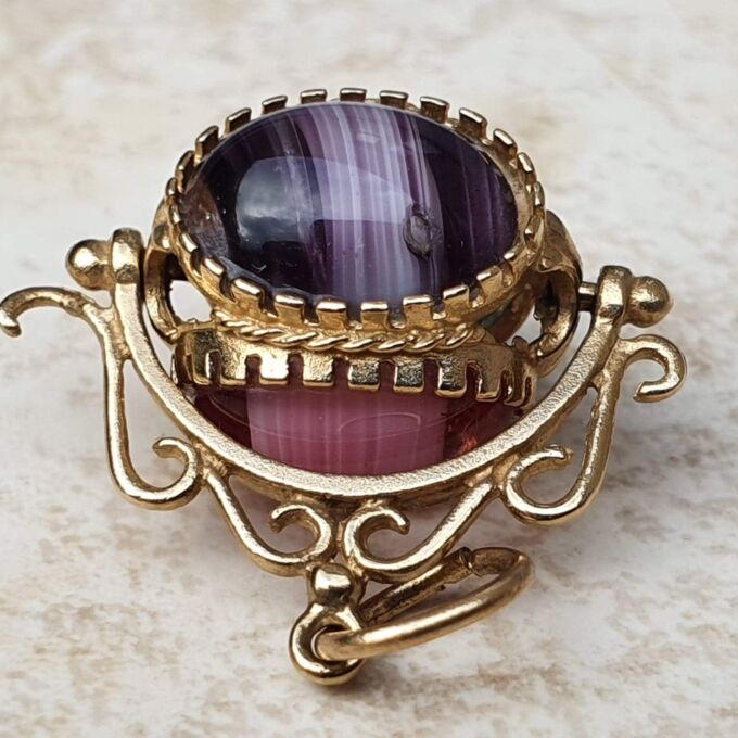 Three Colour Spinning Fob Pendant in 9ct Gold