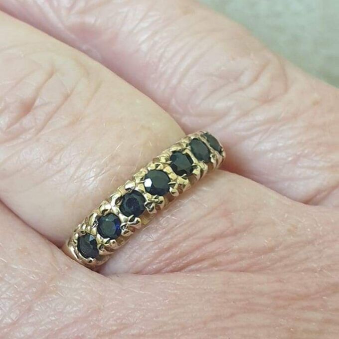Blue Sapphire Stacking Eternity Band in 9ct Gold,  a UK K 1/2 or a US 5 3/4.