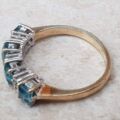 Bright Swiss Blue Topaz and Diamond Band in 9ct Gold, a UK J 1/2 or a US 5 1/4.