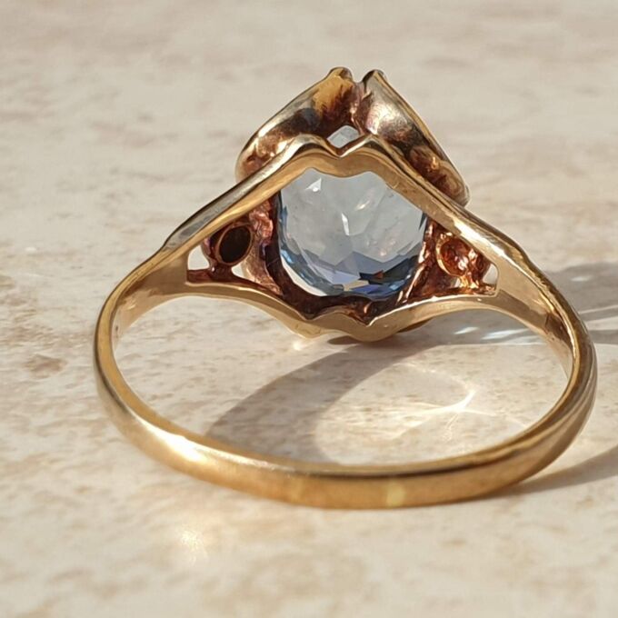 Synthetic Spinel Solitaire Ring in 9ct gold,  a UK L 1/2-M or a US 6 1/2.