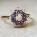 Opal and Tanzanite Cluster Ring in 9ct Gold,  a UK T 1/2 or a US 10.
