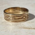 Abstract Pattern Band Ring in 9ct Gold,  a UK T 1/2 or a US 10 1/4.
