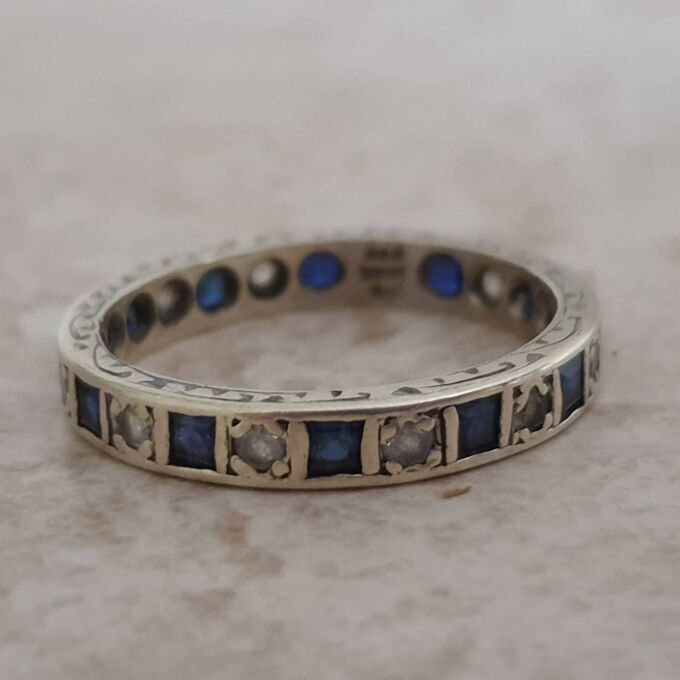 Sapphire and Spinel Full Eternity Ring in 9ct Gold, a UK M or a US 6 1/2