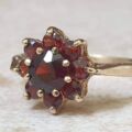 Garnet Cluster ring in 9ct Gold.
