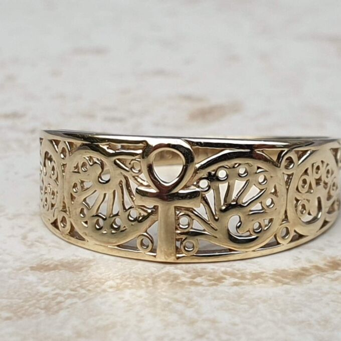 Ankh Patterned Ring in 9ct Gold, a UK P 1/2 or a US 8 1/4.