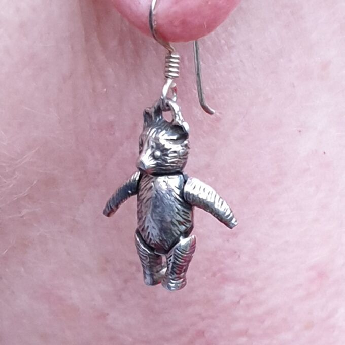 Sterling Silver Teddy Bear Earrings