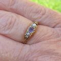 Amethyst and Pearl Ring in 9ct Gold, a UK K or a US 5 1/2
