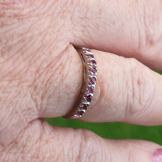 Ruby Half Eternity Stacking Band in 18ct White Gold