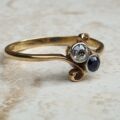 Diamond & Sapphire Moi et Toi Ring in 18ct Gold, a UK R or a US 9
