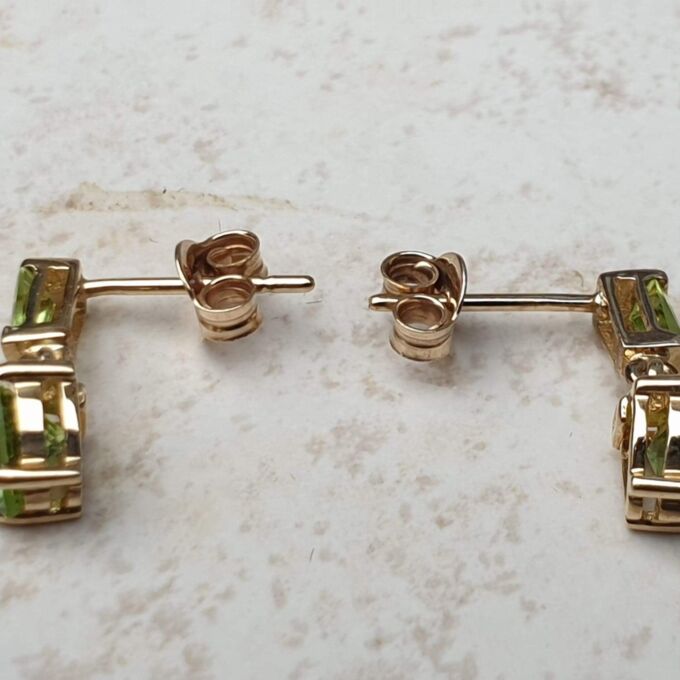 Peridot Heart Drop earrings in 9ct Gold