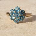 Topaz Flower Cluster Ring in 9ct Gold,  a UK O 1/2 or a US 7 3/4.