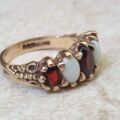 Chunky Opal and Garnet Ring in 9ct Gold, a UK L 1/2 or a US 6 1/4