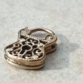 Unusual Purse or Bag Shaped Ornate Lock Padlock in 9ct Gold, not a Heart!