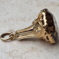 Huge England, Scotland, Wales Emblem Fob Pendant with Smoky Quartz in 9ct Gold