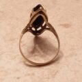 Marquise or Navette Whitby Jet Ring in 9ct Gold, a UK N or a US 7