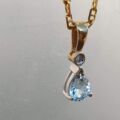 Pear Cut Aquamarine and Diamond Pendant in 9ct Gold