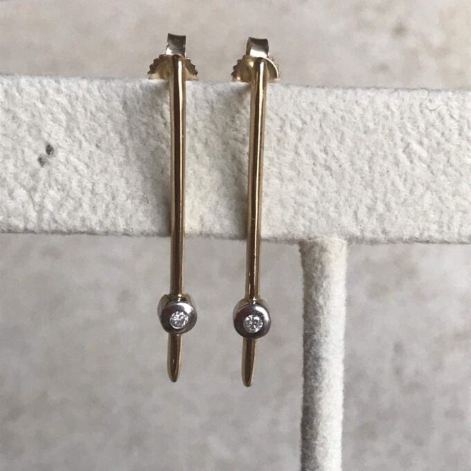 Bar Drop Diamond Earrings in 9ct Gold