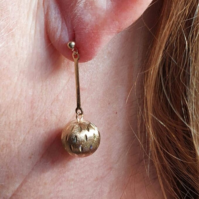 Glitterball Drop Earrings in 9ct Gold