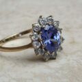 Tanzanite Coloured Paste Cluster Ring in 9ct Gold,  a UK N or a US 7.