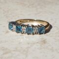 Bright Swiss Blue Topaz and Diamond Band in 9ct Gold, a UK J 1/2 or a US 5 1/4.